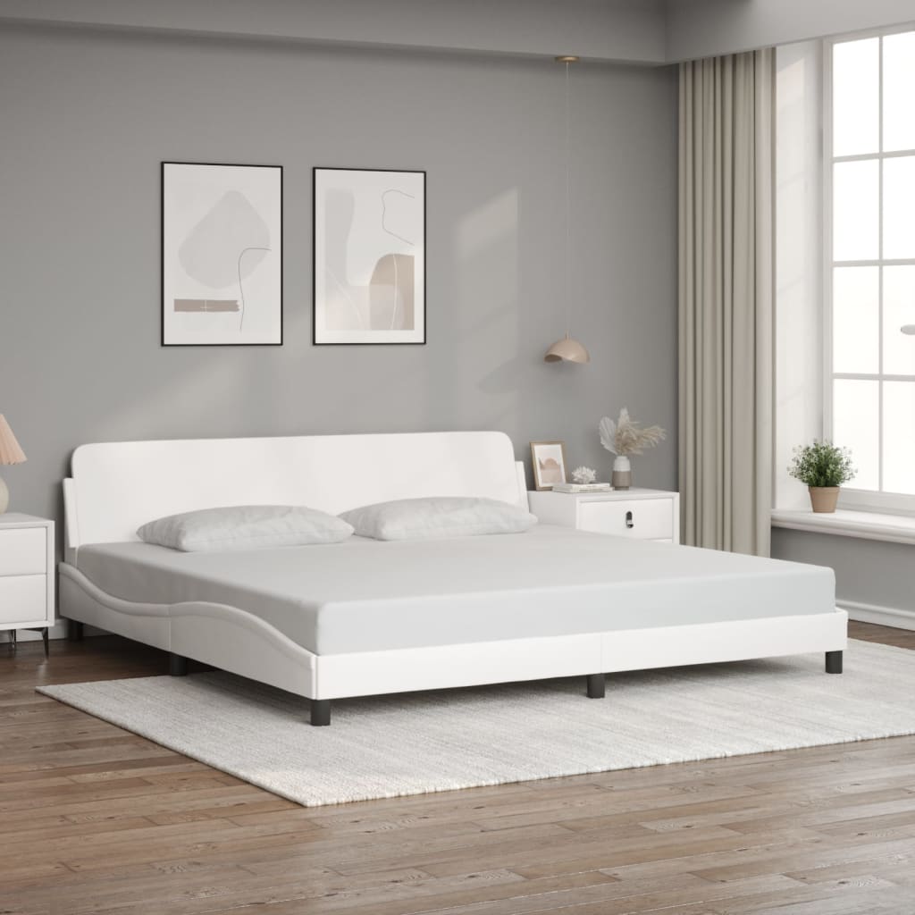 Bed Frame "Dover" White 200x200 cm Faux Leather