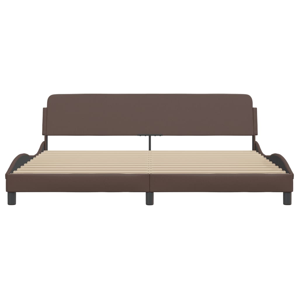 Bed Frame "Dover" Brown 200x200 cm Faux Leather