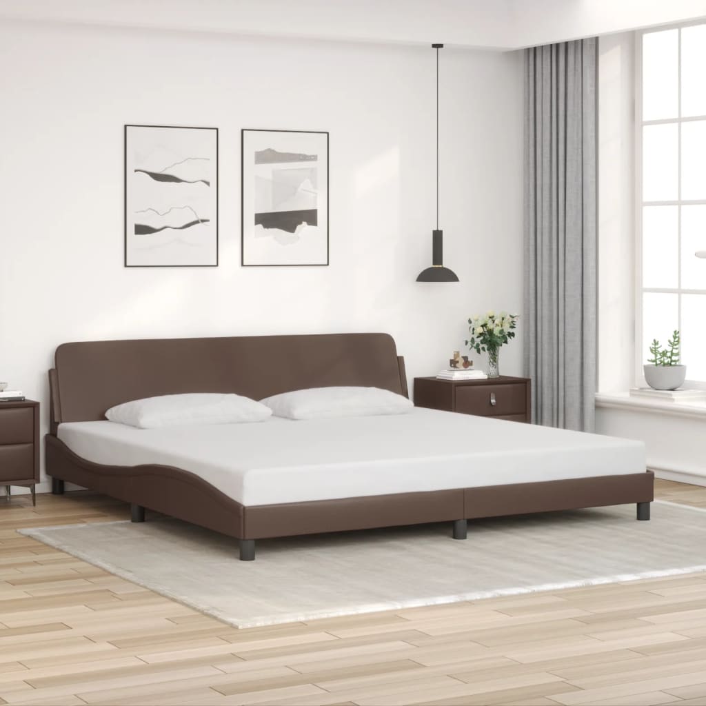 Bed Frame "Dover" Brown 200x200 cm Faux Leather