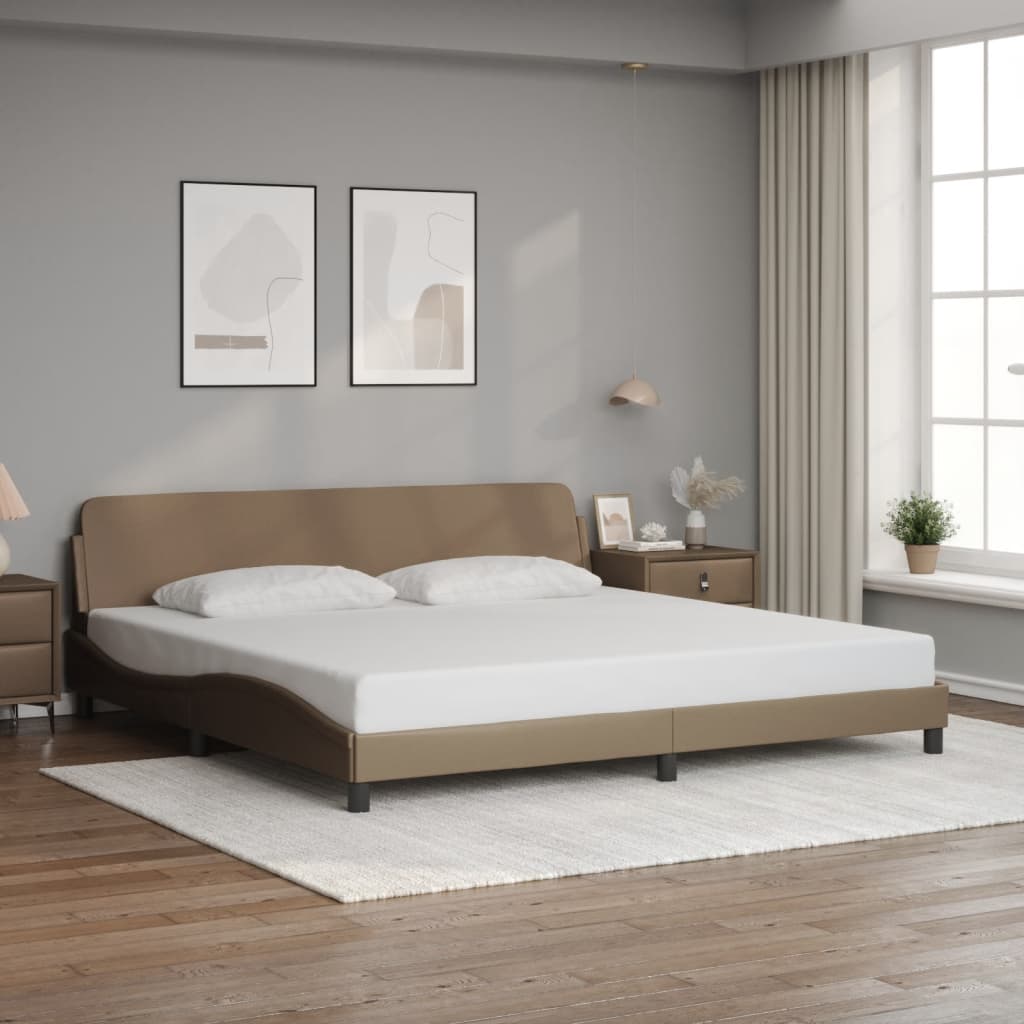 Bed Frame "Dover" Cappuccino 200x200 cm Faux Leather