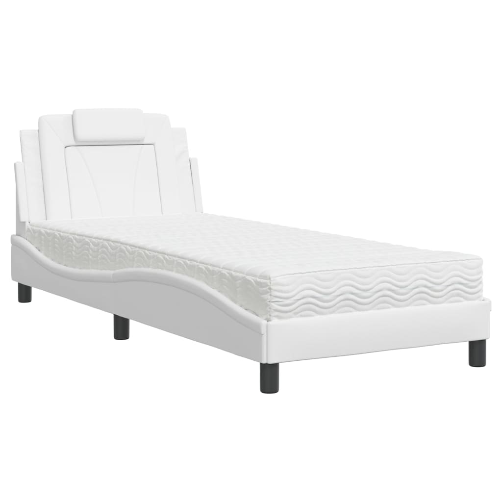 Bed "Viana" with Mattress White 80x200 cm Faux Leather