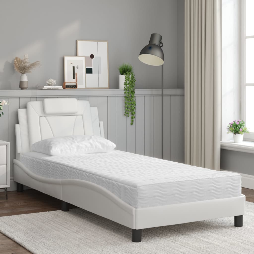 Bed "Viana" with Mattress White 80x200 cm Faux Leather