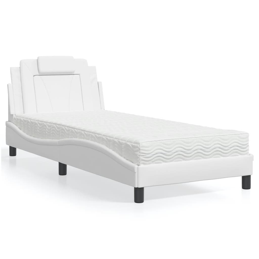 Bed "Viana" with Mattress White 80x200 cm Faux Leather