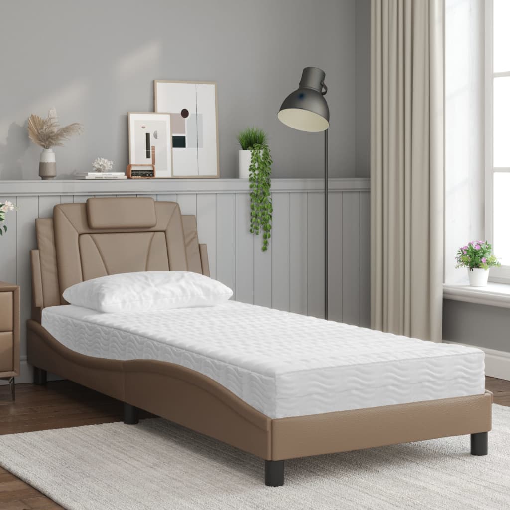 Bed "Viana" with Mattress Cappuccino 80x200 cm Faux Leather