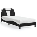 Bed "Viana" with Mattress Black and White 80x200 cm Faux Leather
