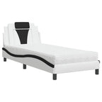 Bed "Viana" with Mattress White and Black 80x200 cm Faux Leather