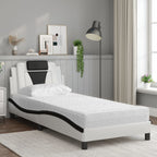 Bed "Viana" with Mattress White and Black 80x200 cm Faux Leather