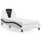 Bed "Viana" with Mattress White and Black 80x200 cm Faux Leather