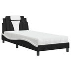 Bed "Viana" with Mattress Black and White 90x190 cm Faux Leather