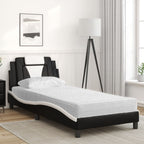 Bed "Viana" with Mattress Black and White 90x190 cm Faux Leather