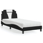 Bed "Viana" with Mattress Black and White 90x190 cm Faux Leather