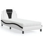 Bed "Viana" with Mattress White and Black 90x190 cm Faux Leather