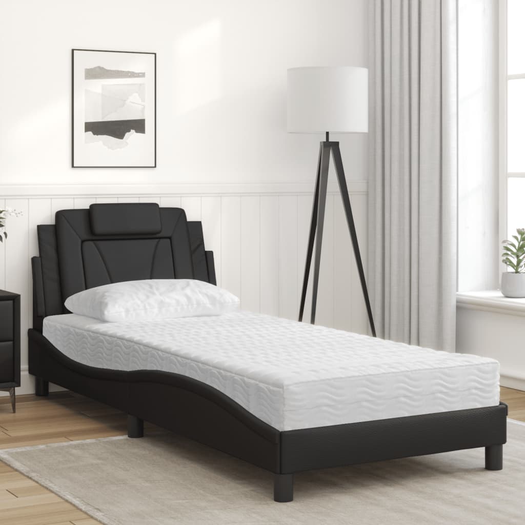 Bed "Viana" with Mattress Black 90x200 cm Faux Leather