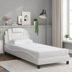 Bed "Viana" with Mattress White 90x200 cm Faux Leather