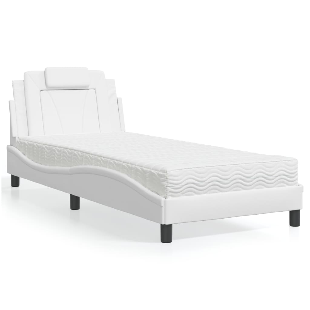 Bed "Viana" with Mattress White 90x200 cm Faux Leather