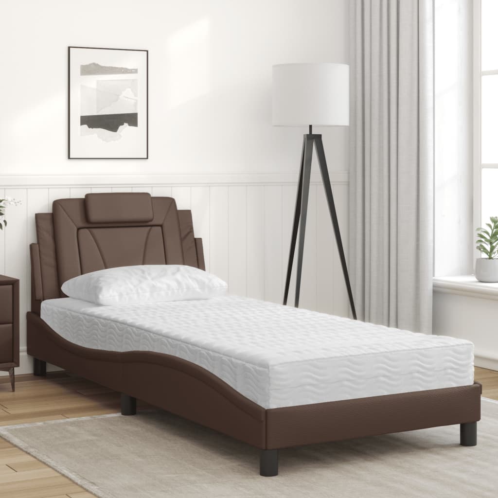 Bed "Viana" with Mattress Brown 90x200 cm Faux Leather