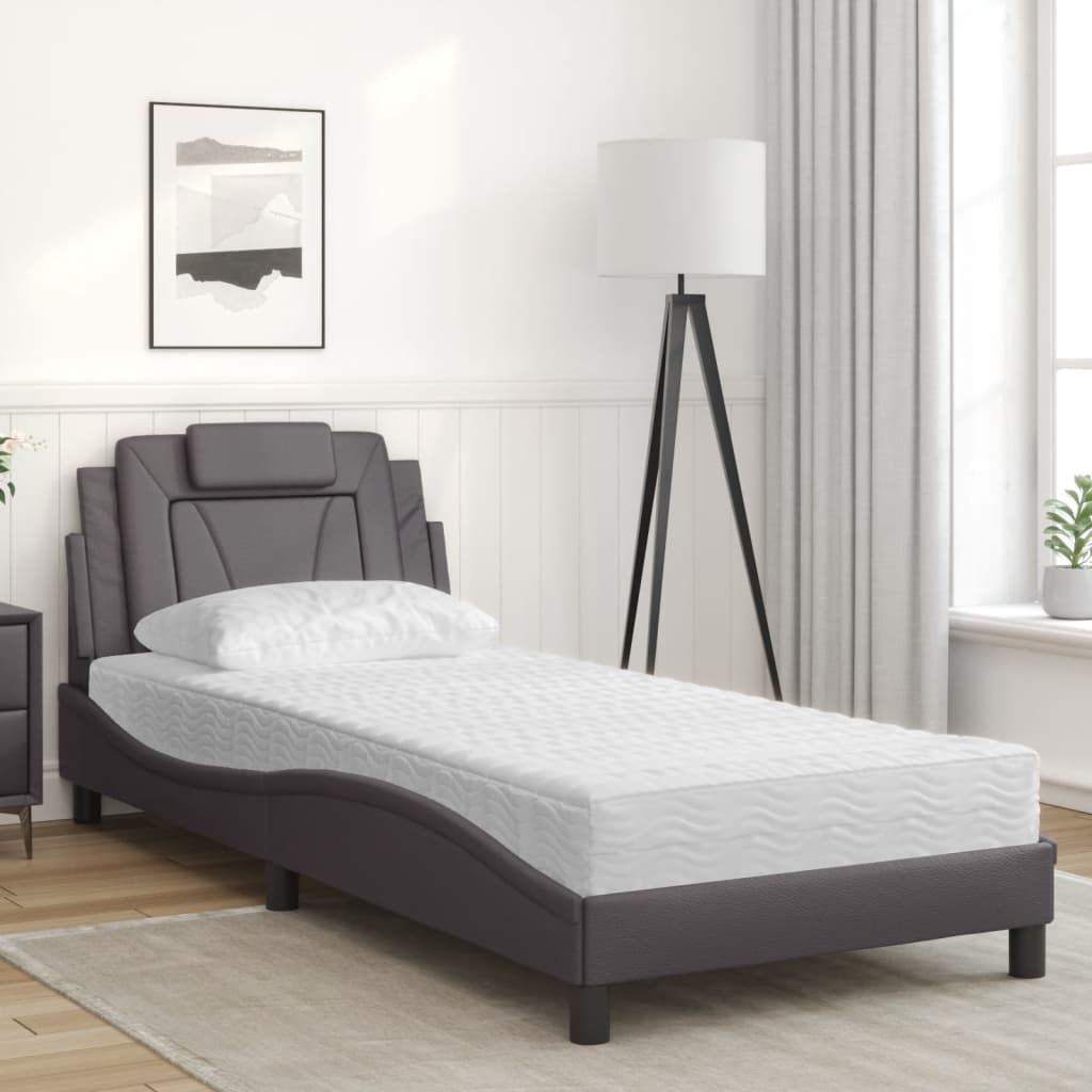 Bed "Viana" with Mattress Grey 90x200 cm Faux Leather