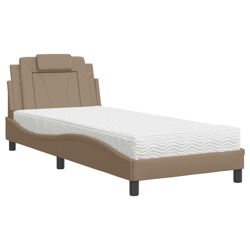 Bed "Viana" with Mattress Cappuccino 90x200 cm Faux Leather