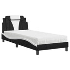Bed "Viana" with Mattress Black and White 90x200 cm Faux Leather