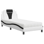 Bed "Viana" with Mattress White and Black 90x200 cm Faux Leather