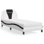 Bed "Viana" with Mattress White and Black 90x200 cm Faux Leather