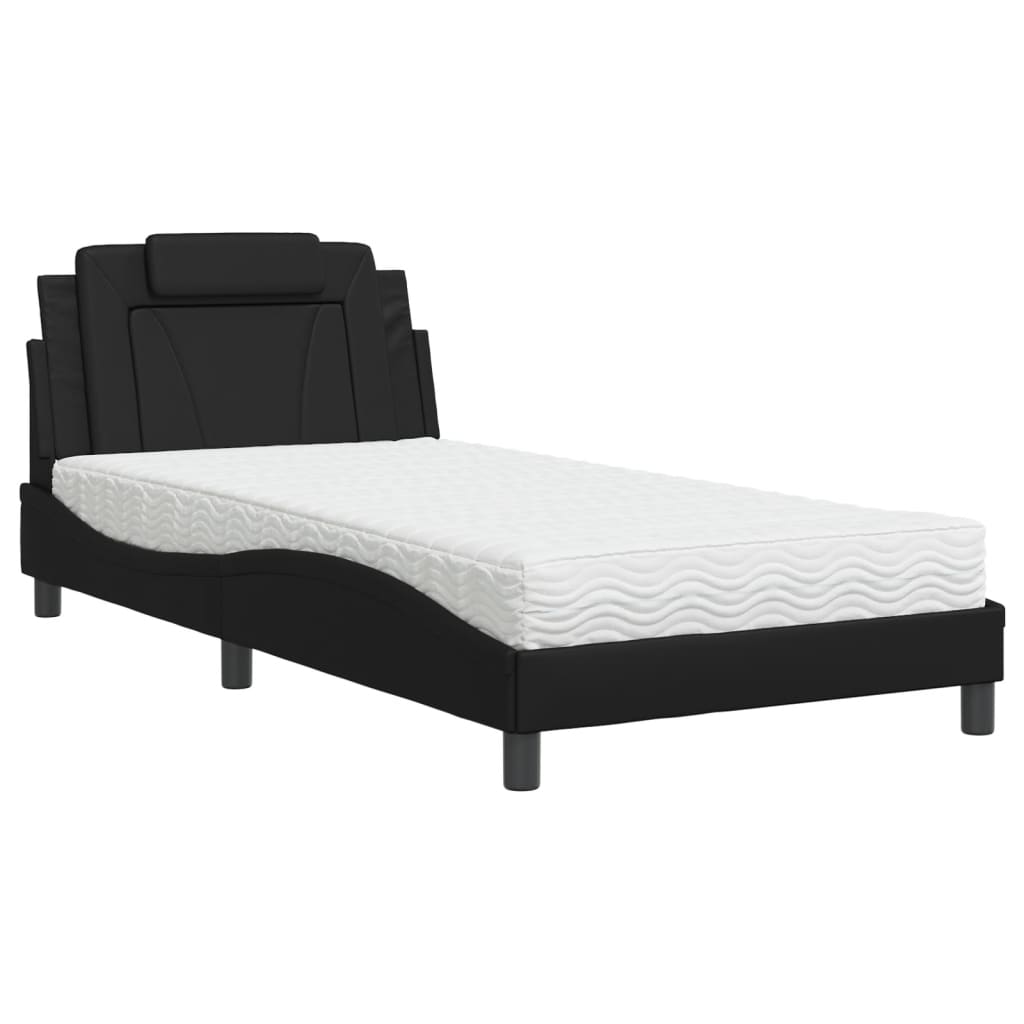 Bed "Viana" with Mattress Black 100x200 cm Faux Leather