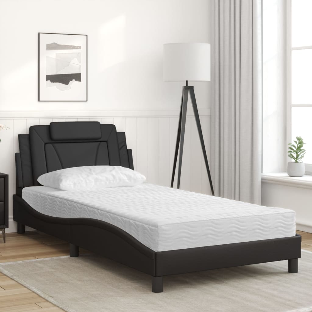 Bed "Viana" with Mattress Black 100x200 cm Faux Leather