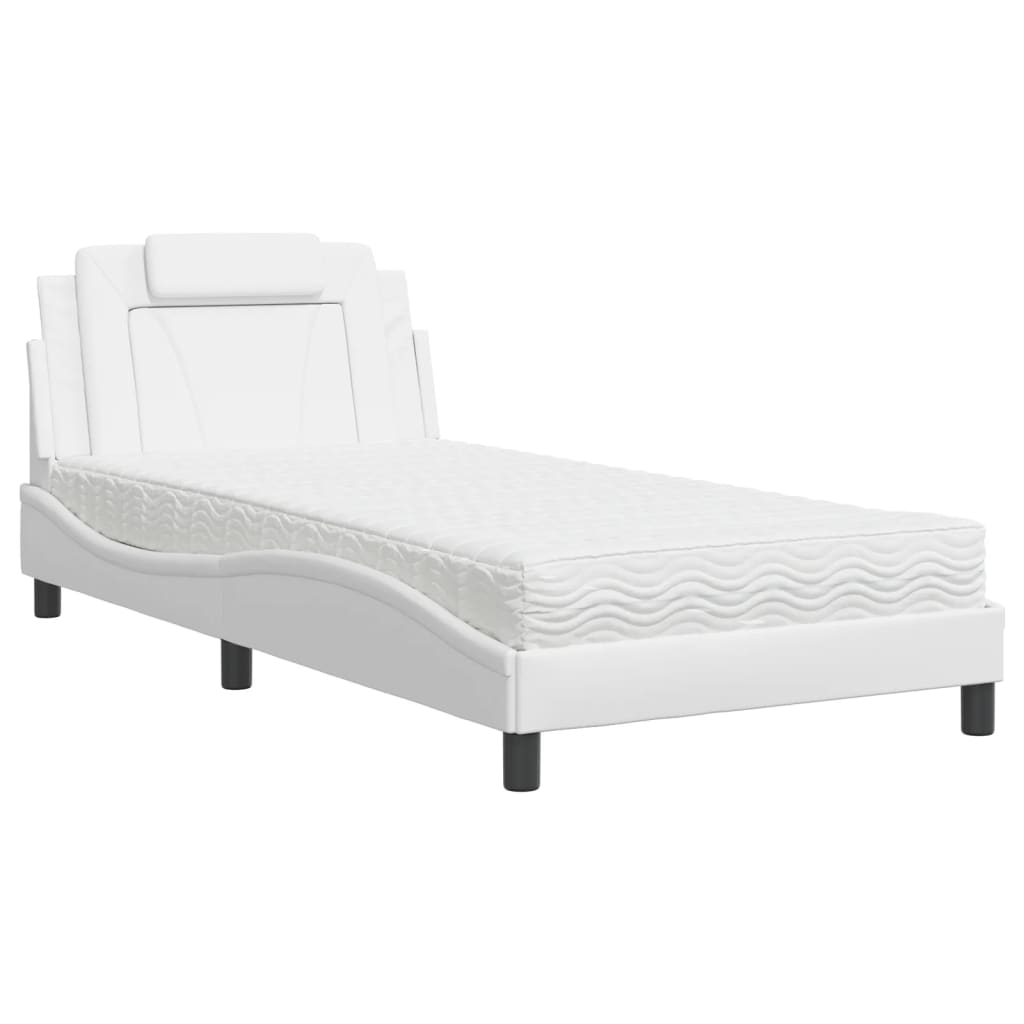 Bed "Viana" with Mattress White 100x200 cm Faux Leather