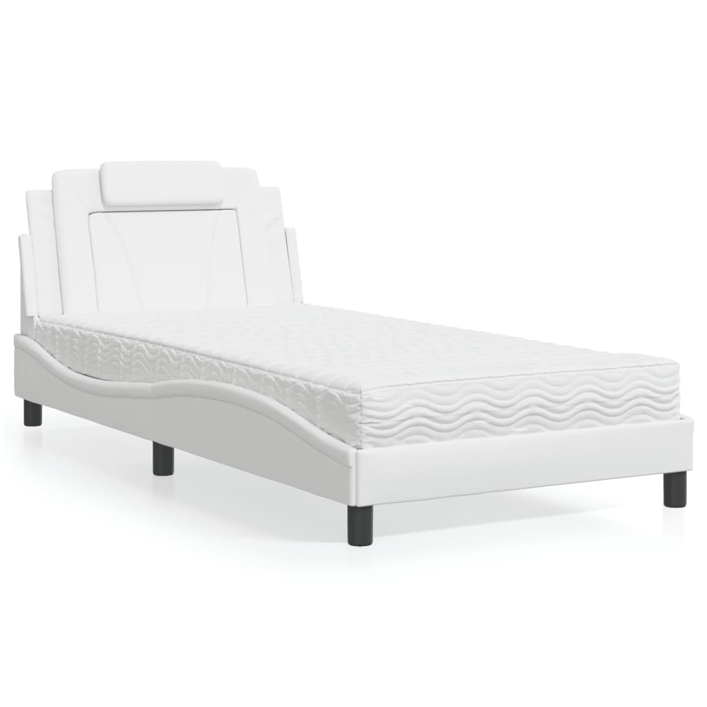 Bed "Viana" with Mattress White 100x200 cm Faux Leather
