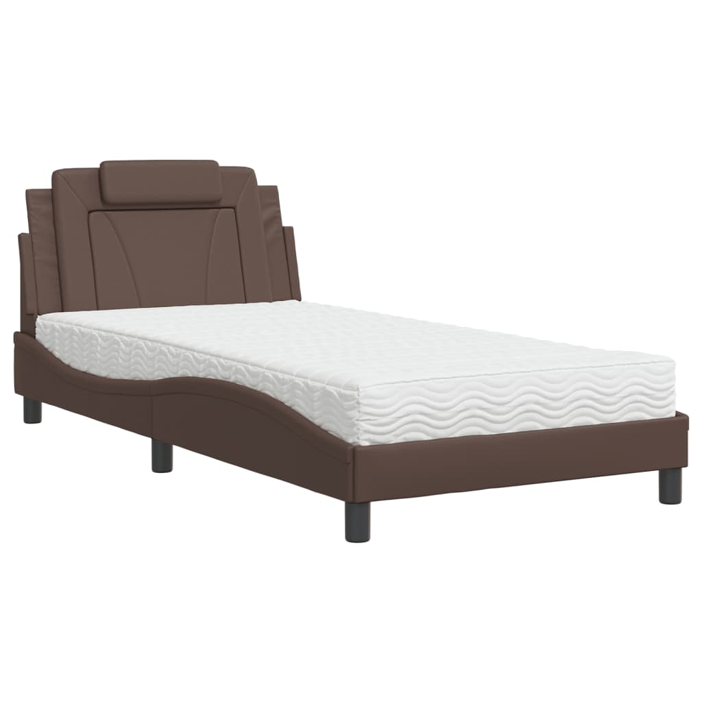 Bed "Viana" with Mattress Brown 100x200 cm Faux Leather