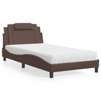 Bed "Viana" with Mattress Brown 100x200 cm Faux Leather