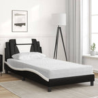 Bed "Viana" with Mattress Black and White 100x200 cm Faux Leather