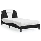 Bed "Viana" with Mattress Black and White 100x200 cm Faux Leather