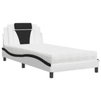 Bed "Viana" with Mattress White and Black 100x200 cm Faux Leather