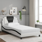 Bed "Viana" with Mattress White and Black 100x200 cm Faux Leather