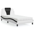 Bed "Viana" with Mattress White and Black 100x200 cm Faux Leather