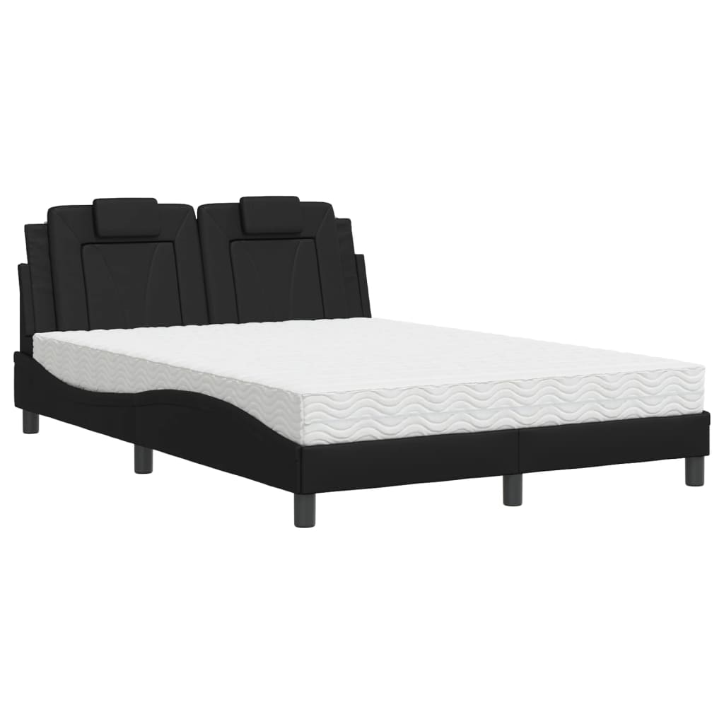 Bed "Viana" with Mattress Black 120x200 cm Faux Leather