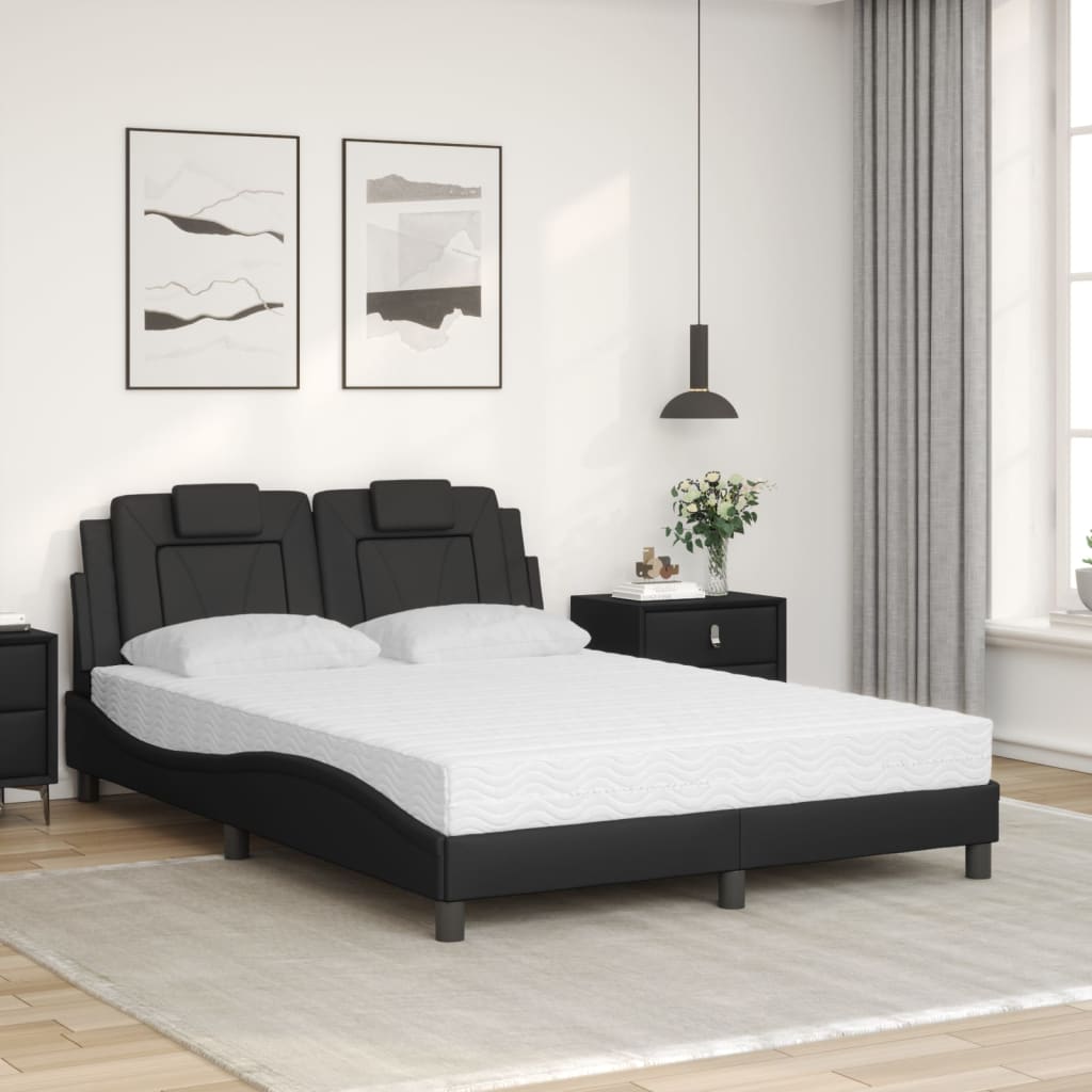 Bed "Viana" with Mattress Black 120x200 cm Faux Leather