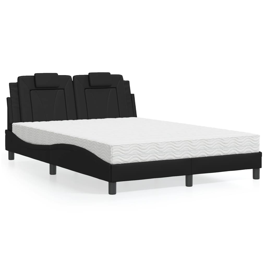 Bed "Viana" with Mattress Black 120x200 cm Faux Leather