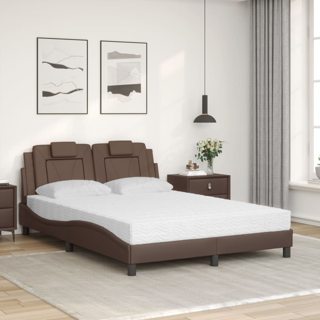 Bed "Viana" with Mattress Brown 120x200 cm Faux Leather