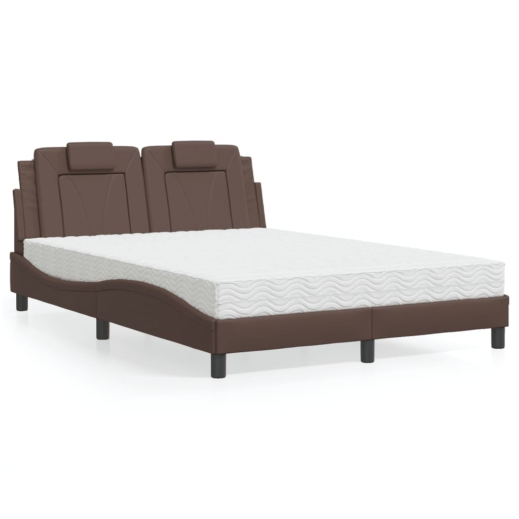 Bed "Viana" with Mattress Brown 120x200 cm Faux Leather