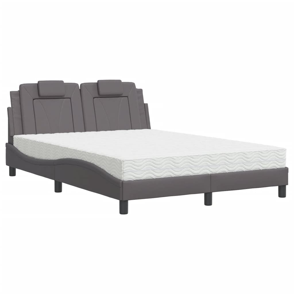 Bed "Viana" with Mattress Grey 120x200 cm Faux Leather