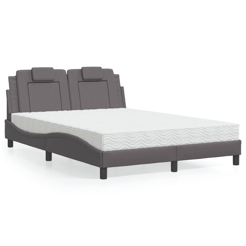 Bed "Viana" with Mattress Grey 120x200 cm Faux Leather