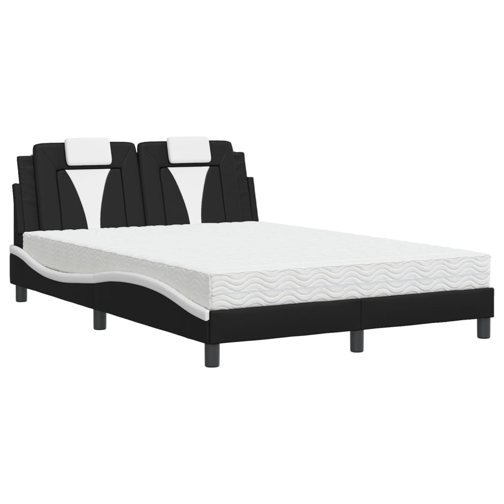 Bed "Viana" with Mattress Black and White 120x200 cm Faux Leather