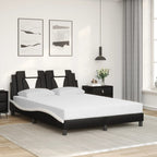 Bed "Viana" with Mattress Black and White 120x200 cm Faux Leather