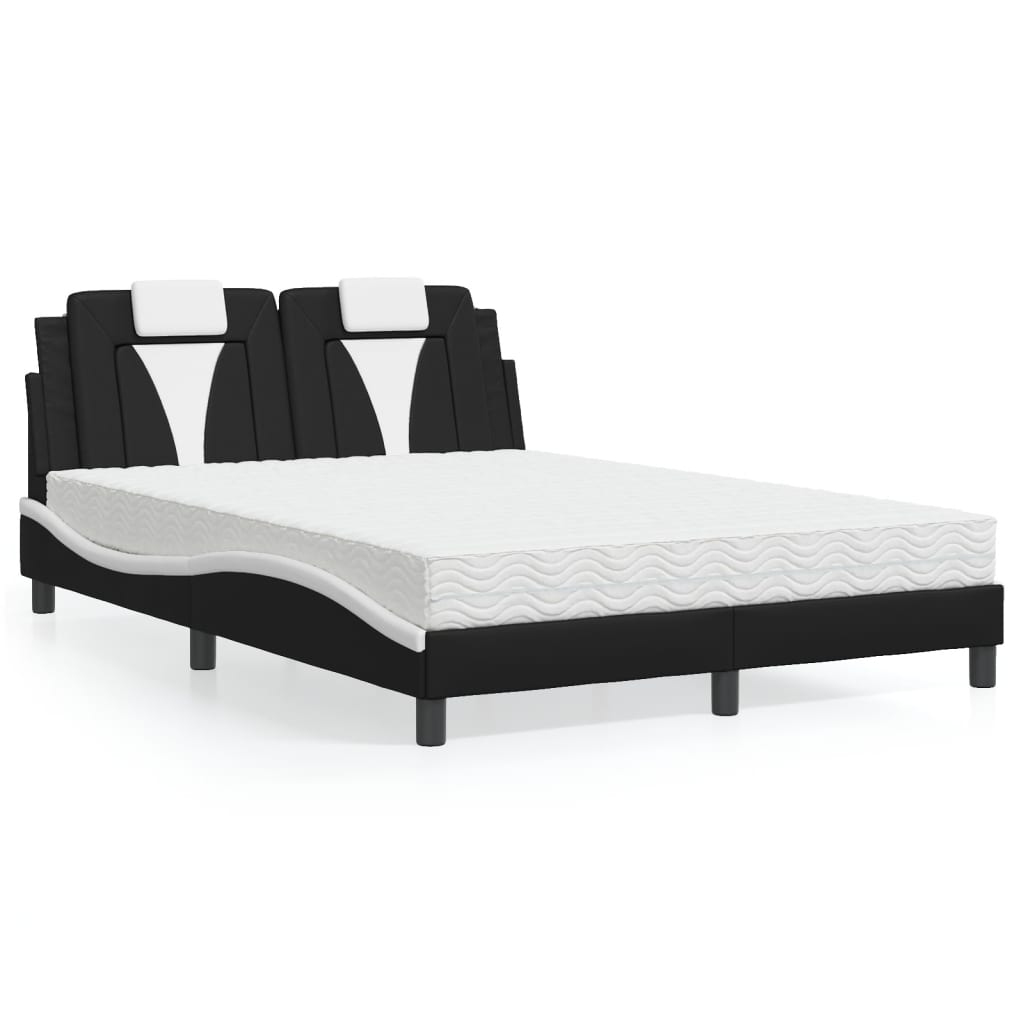 Bed "Viana" with Mattress Black and White 120x200 cm Faux Leather