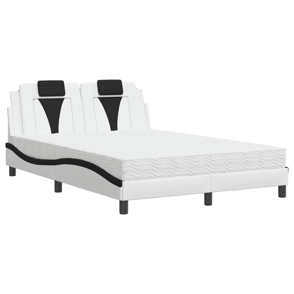 Bed "Viana" with Mattress White and Black 120x200 cm Faux Leather