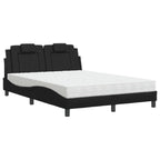 Bed "Viana" with Mattress Black 140x190 cm Faux Leather