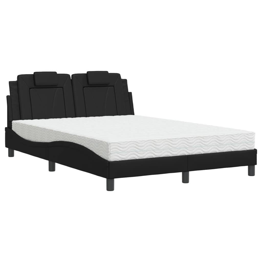 Bed "Viana" with Mattress Black 140x190 cm Faux Leather