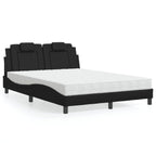 Bed "Viana" with Mattress Black 140x190 cm Faux Leather